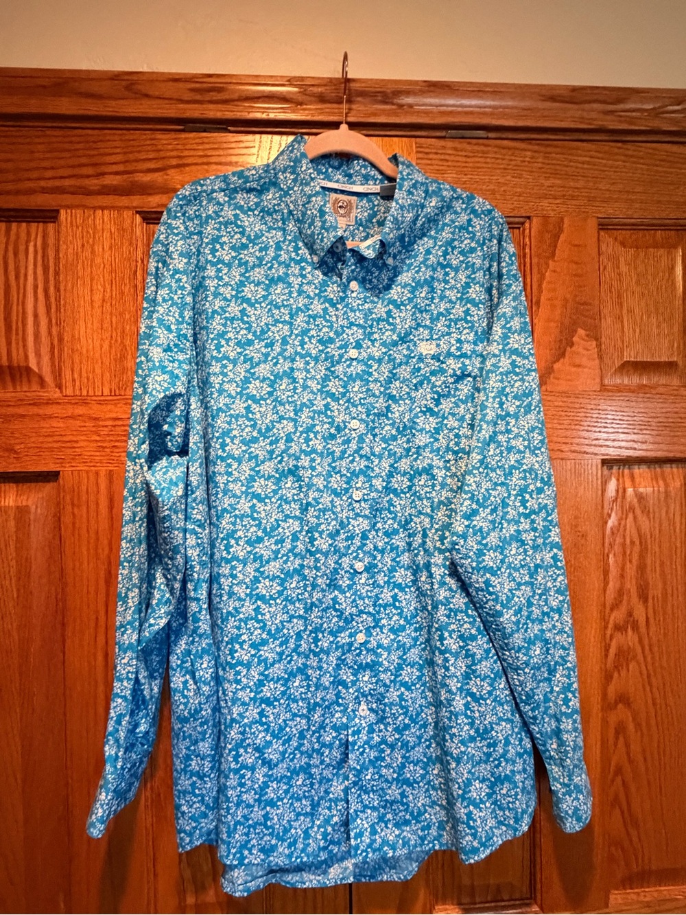Cinch Men's Turquoise Blue Floral Button-Down Shirt